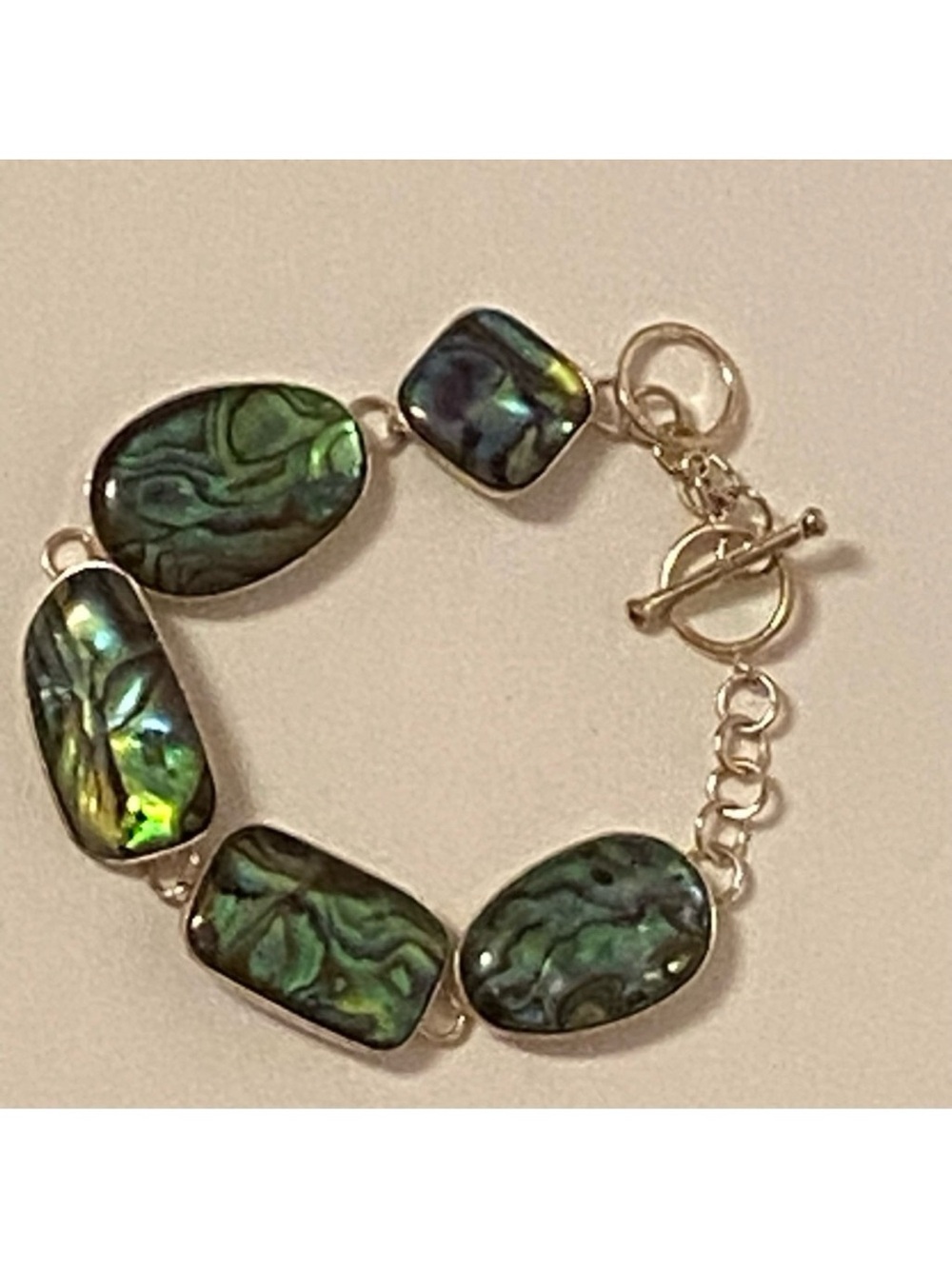LUCAS LAMETH BRACELET LINKS 925 STERLING SILVER 7” - 7.5” SIGNED ABALONE SHELL